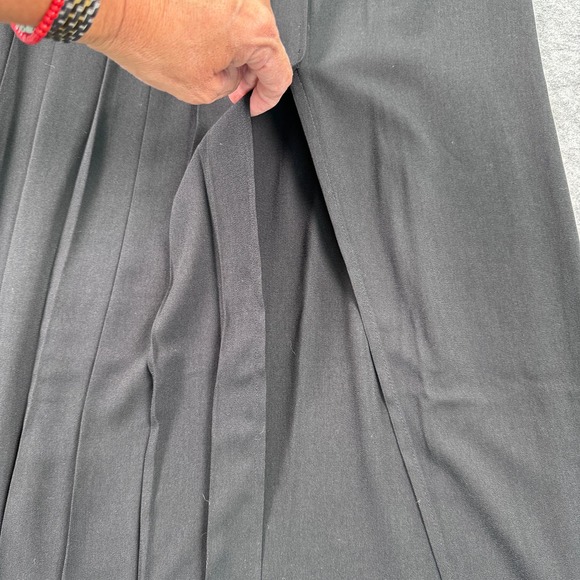 Nordstrom Open Edit Pleated Large Black‎ Pleated Slit Hem Midi Skirt - Picture 3 of 8